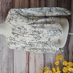NEW TULAROSA FULL BLACK & WHITE FLORAL LONG SLEEVE LINED PULLOVER TOP